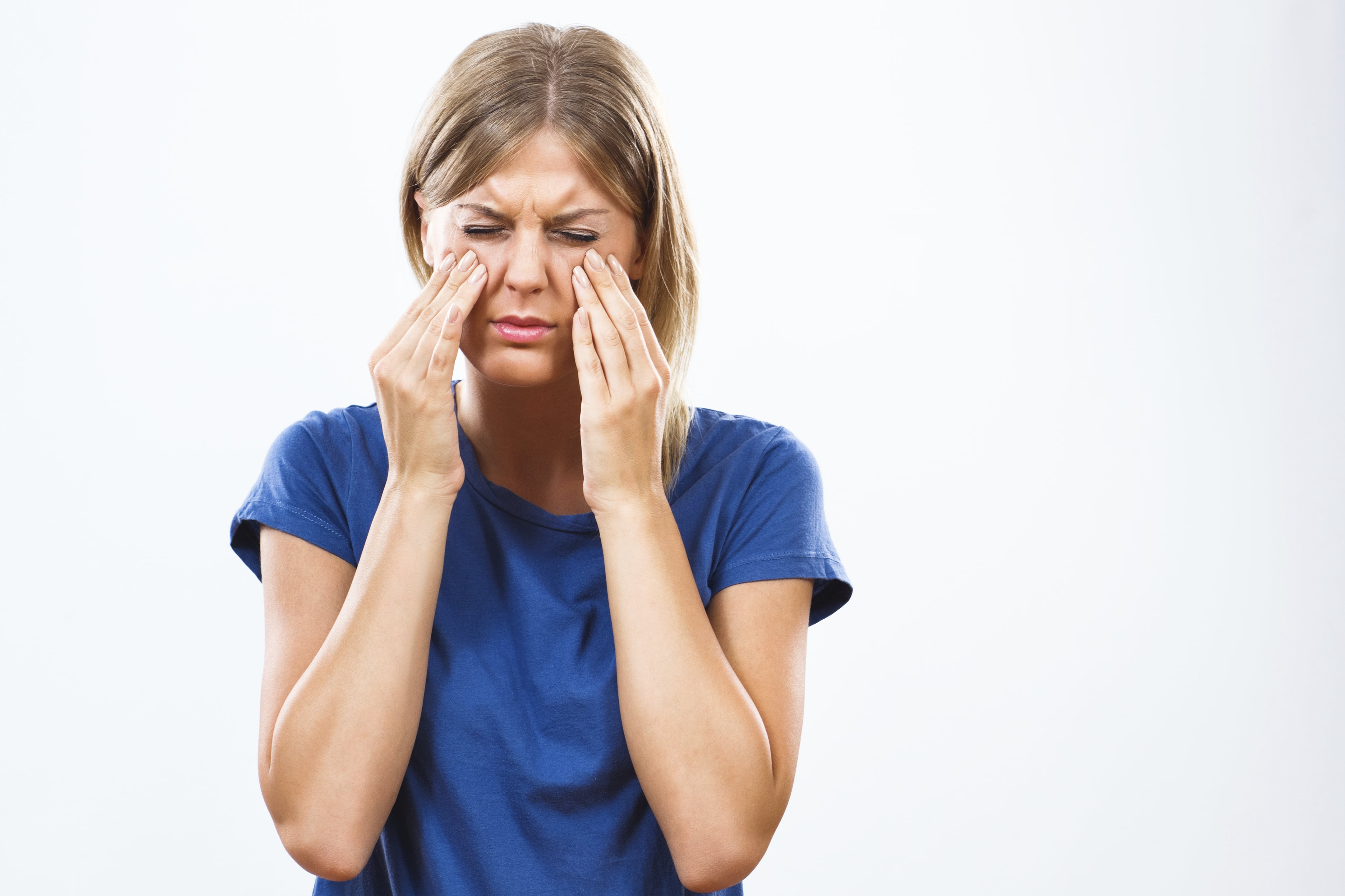 Woman with sinusitis facial pain